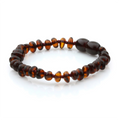 Dark cognac Baltic amber roundel baby bracelet, 14cm
