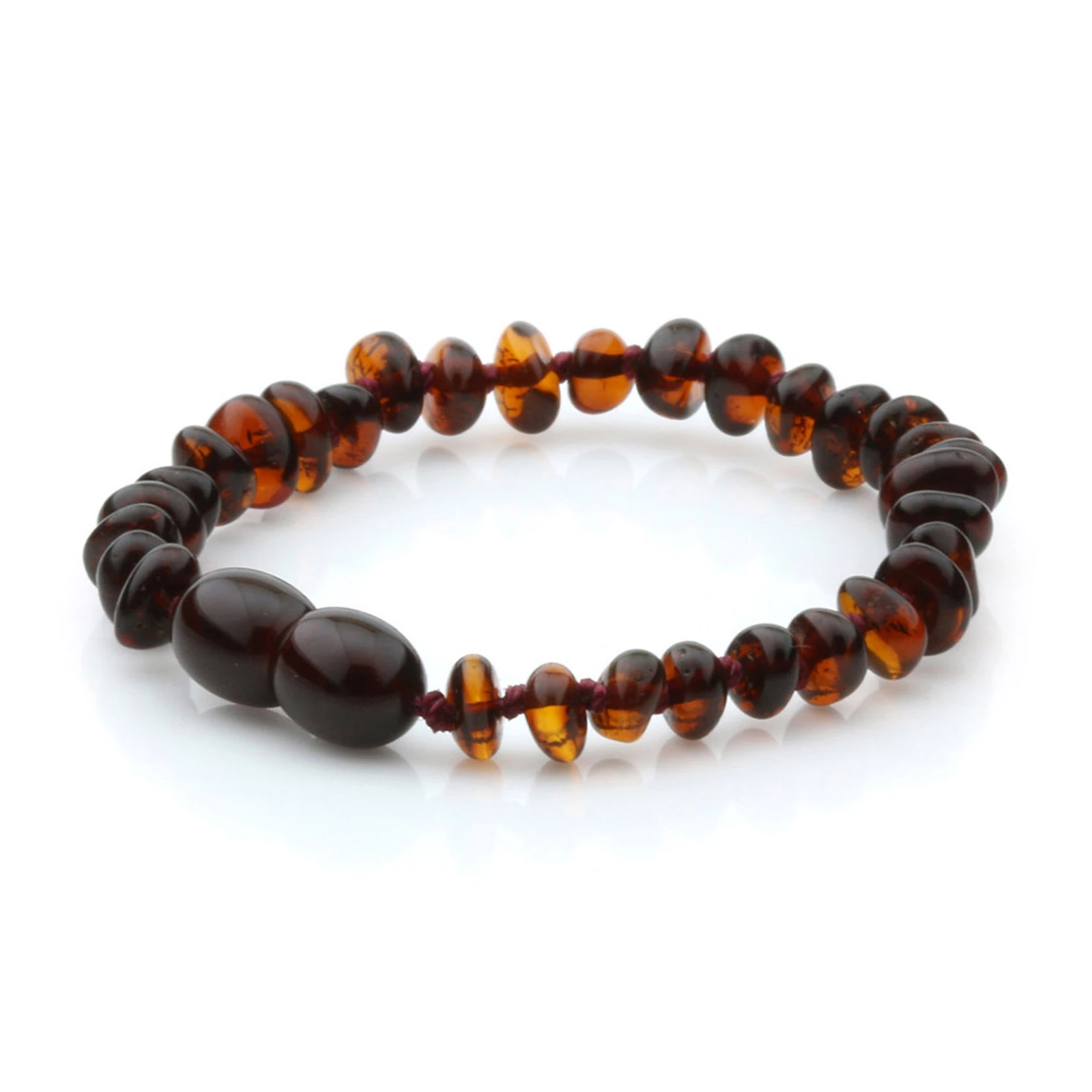 Baltic Amber Teething Bracelet. Roundel Dark Cognac 5mm - RO30
