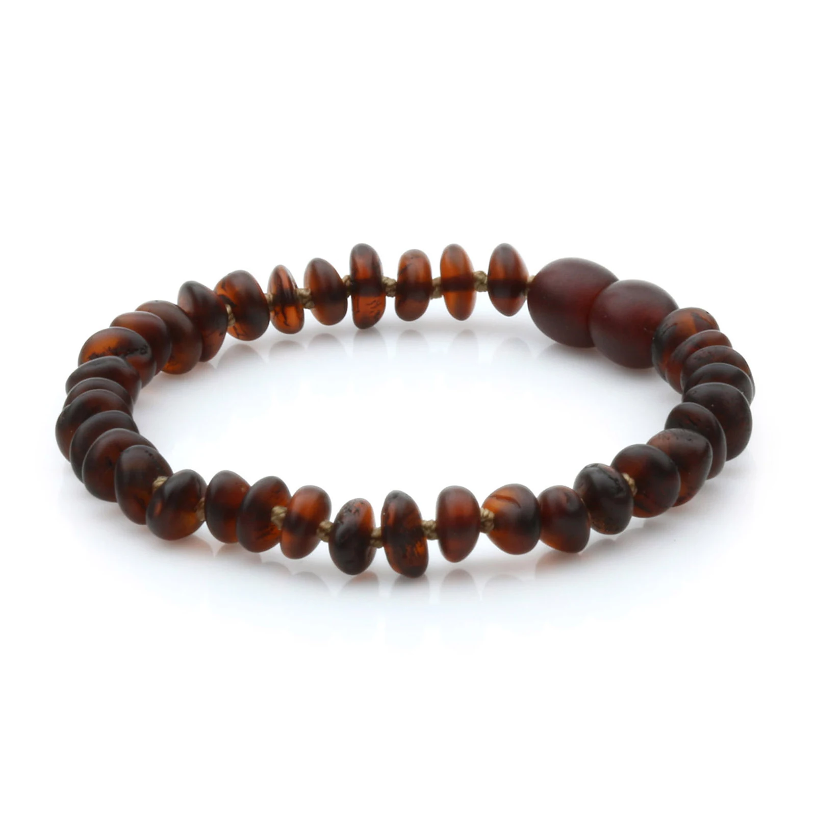 Baltic Amber Teething Bracelet. Roundel Dark Cognac 5mm - RO45