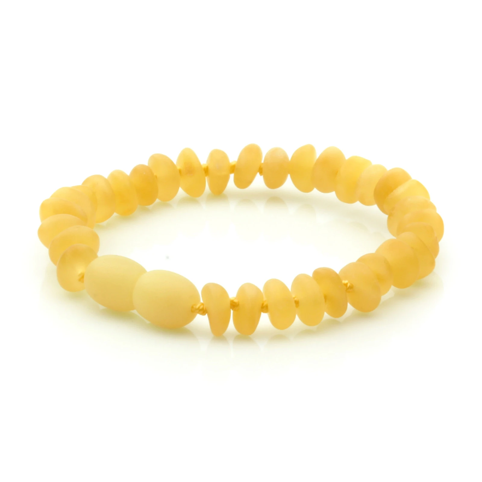 Baltic Amber Teething Bracelet. Roundel Yellow 5mm - RO46