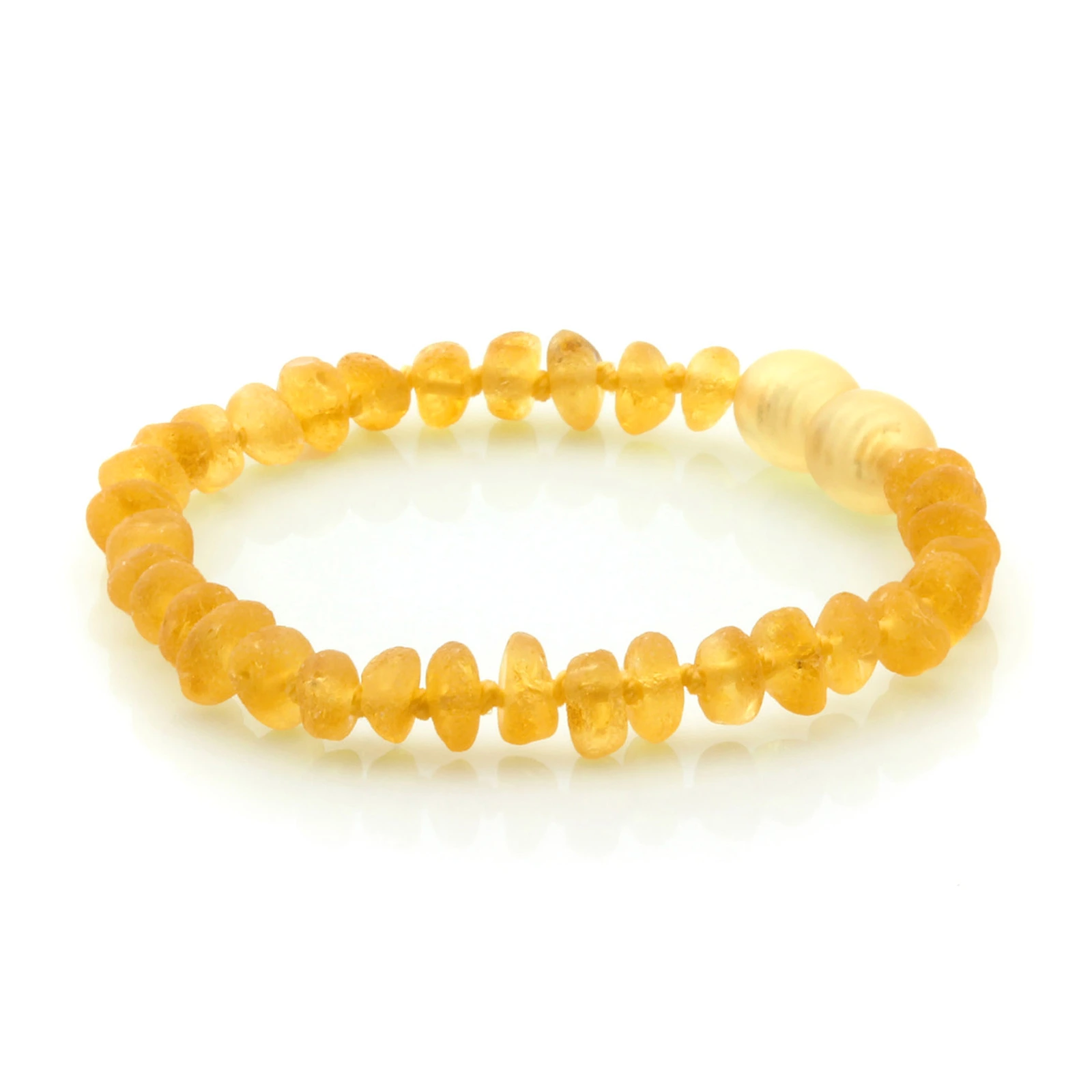 Baltic Amber Teething Bracelet. Roundel Yellow 5mm - RO41