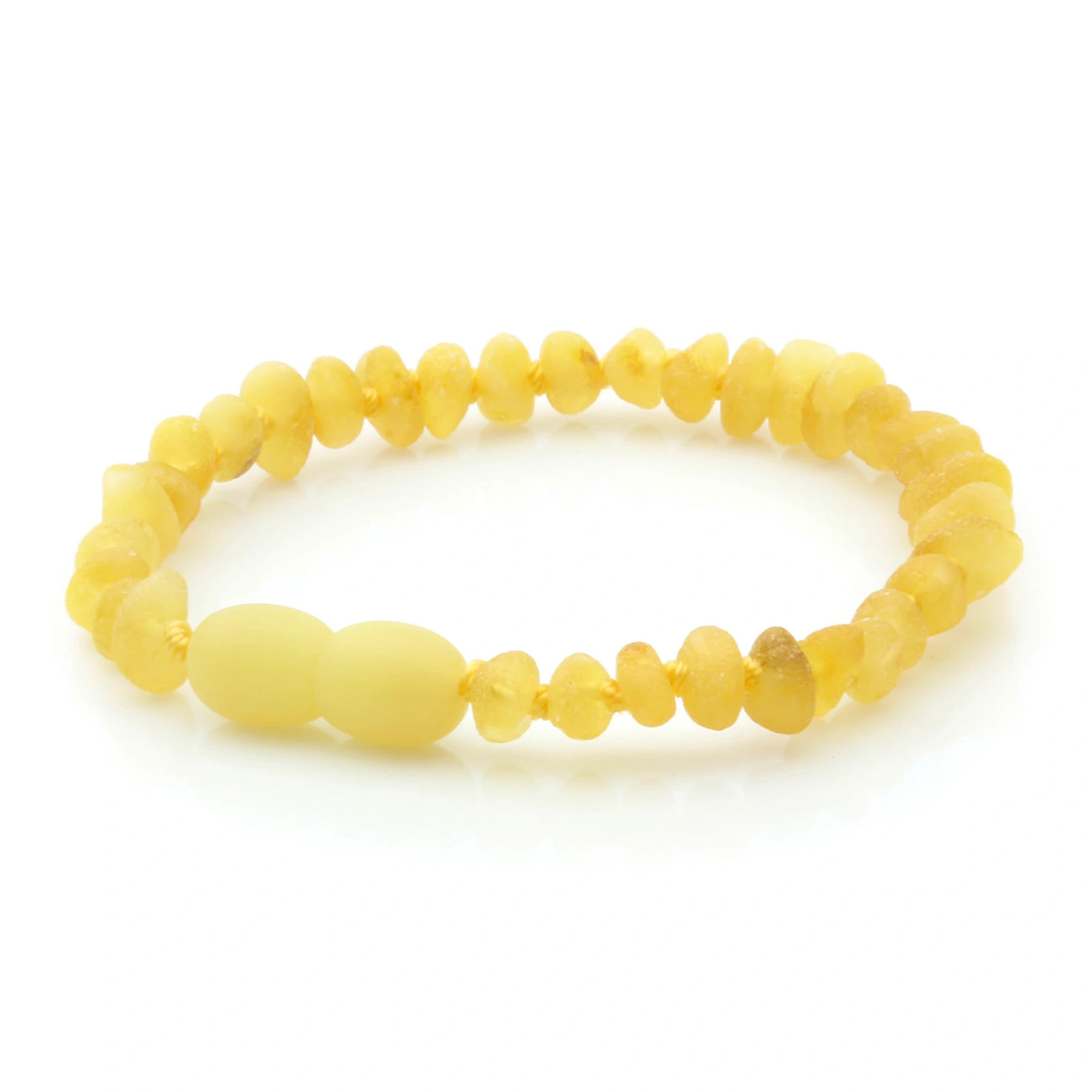 Baltic Amber Teething Bracelet. Baroque Milky Yellow 4mm - BA115