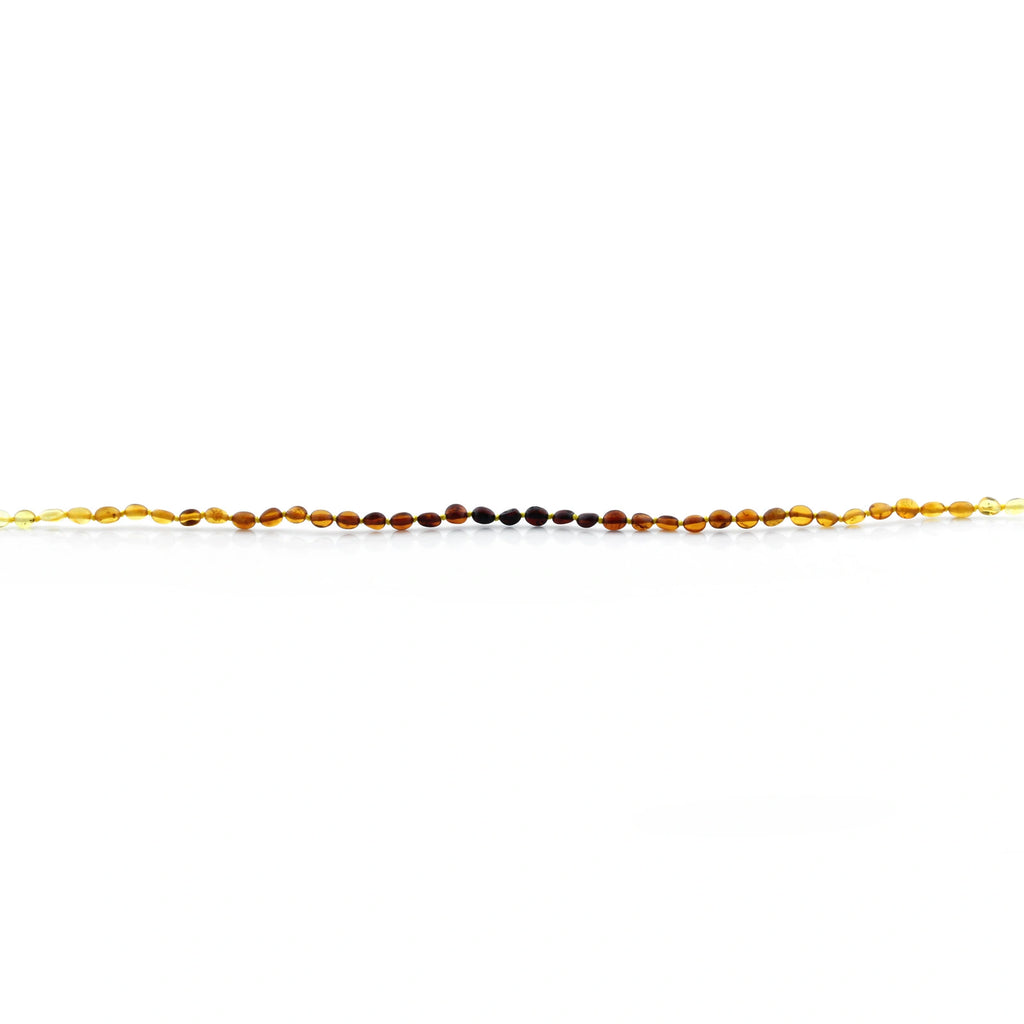 Baltic Amber Teething Necklace. Olive Rainbow Glossy 5mm - OL67