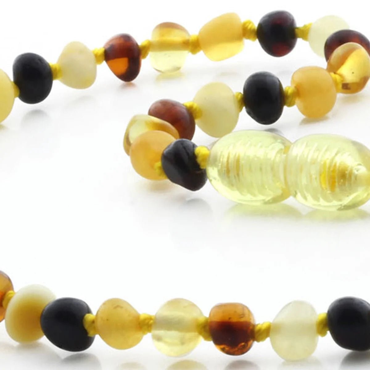 Baltic Amber Teething Necklace. Baroque Multicolour 4mm - BA49