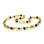 Baltic Amber Teething Necklace. Baroque Multicolour 4mm - BA50