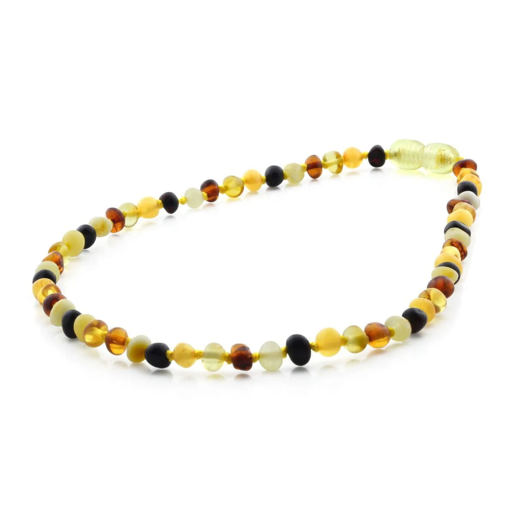 Baltic Amber Teething Necklace. Baroque Multicolour 4mm - BA50
