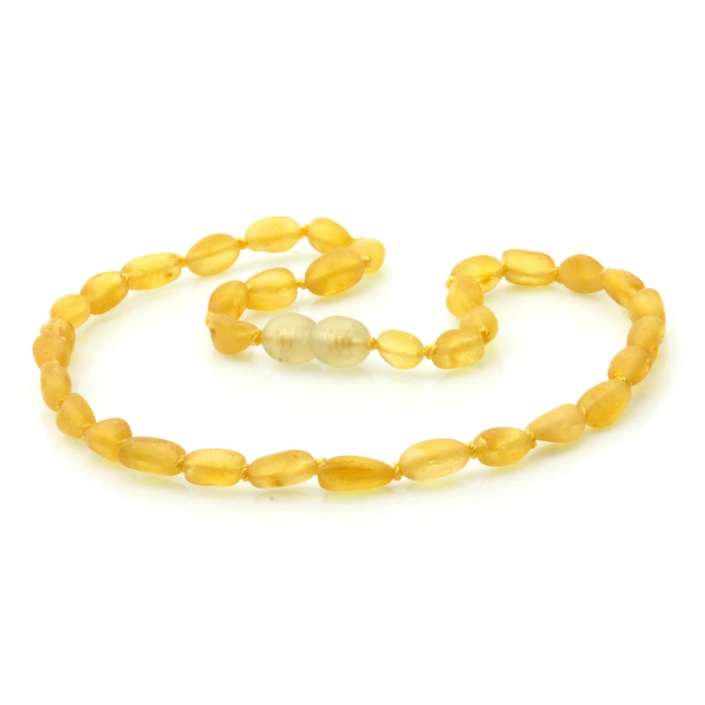 Baltic Amber Teething Necklace. Olive Yellow Matte 5mm - OL12