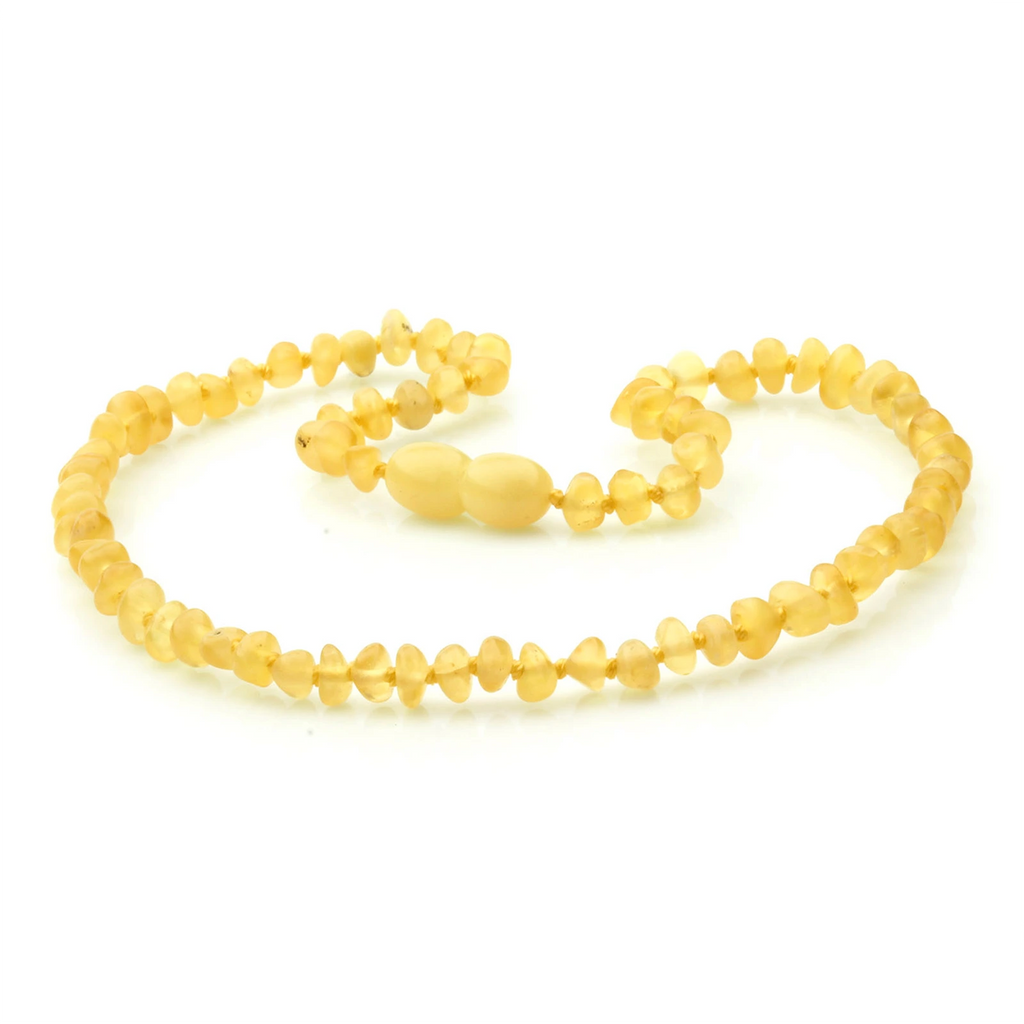 Baltic Amber Teething Necklace. Baroque Milky Yellow 4mm - BA46