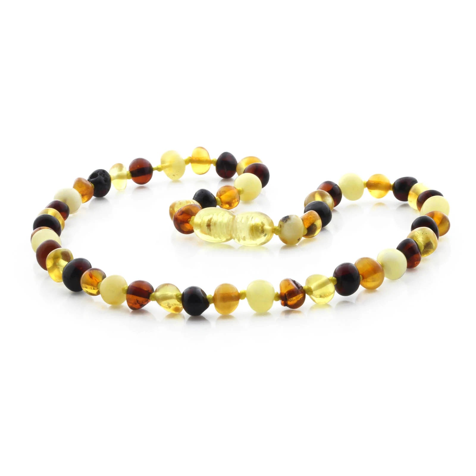 Baltic Amber Teething Necklace. Baroque Multicolour 5mm - BA14