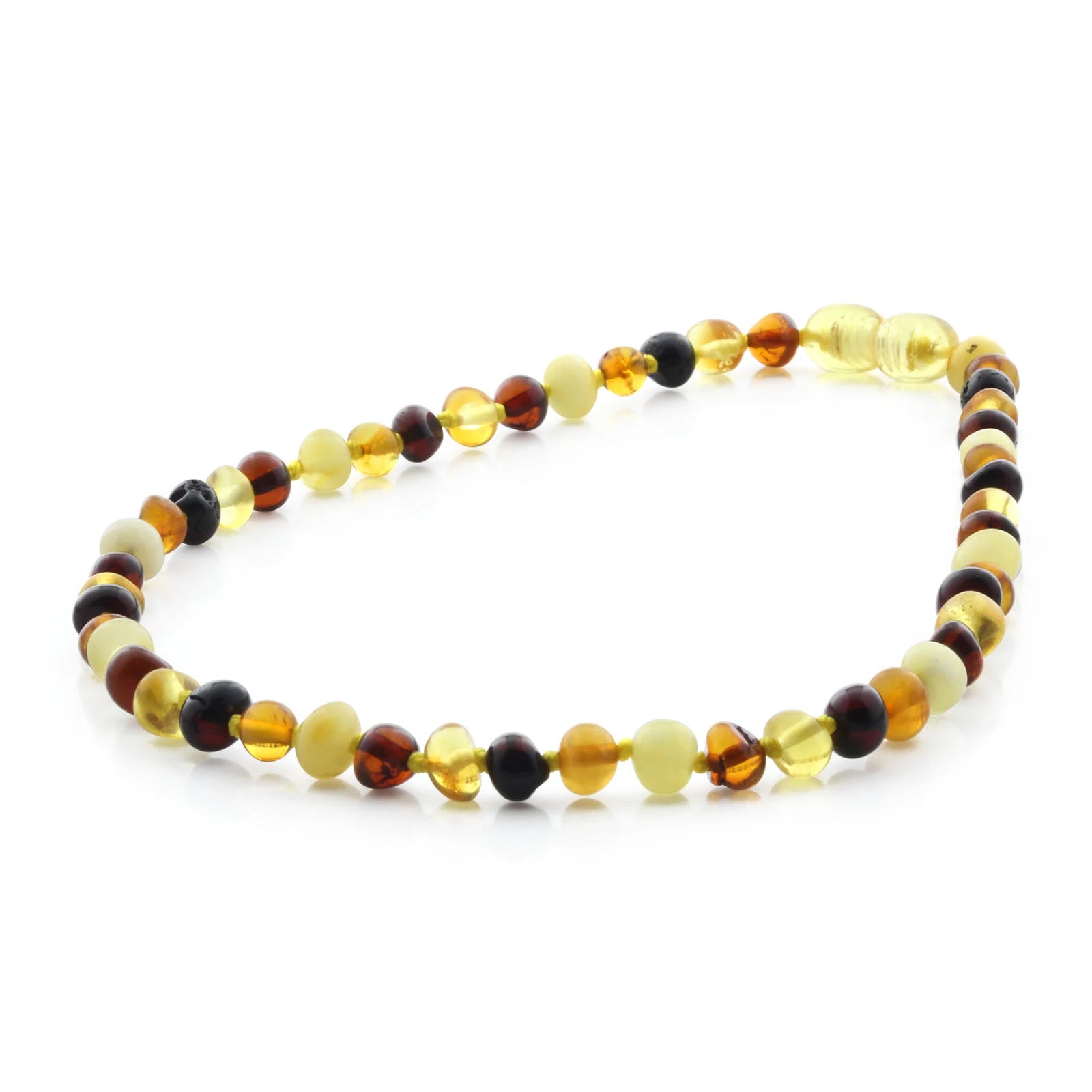 Baltic Amber Teething Necklace. Baroque Multicolour 5mm - BA14