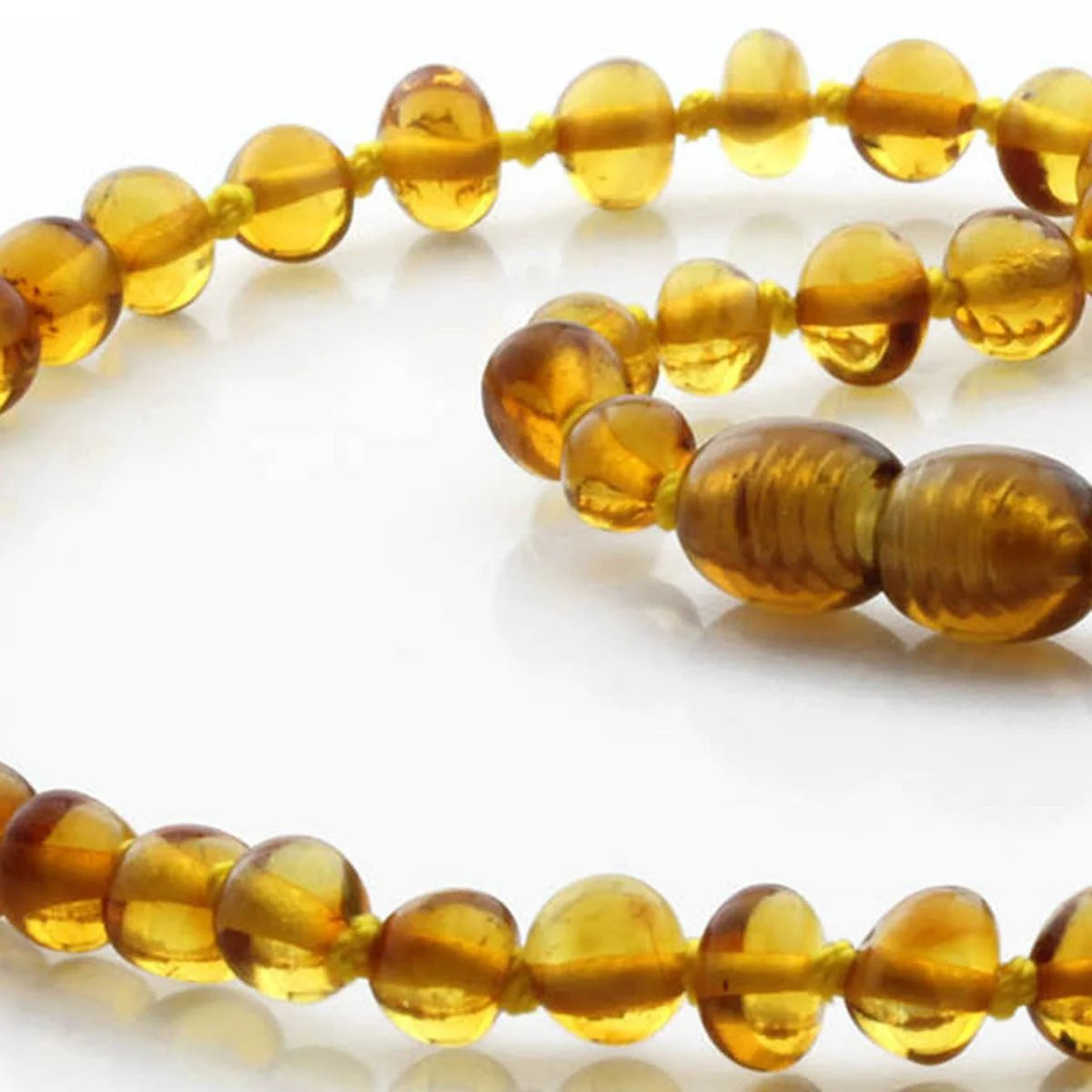 Baltic Amber Teething Necklace. Baroque Light Cognac 5mm - BA6