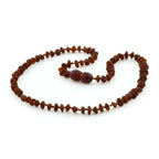 Baltic Amber Teething Necklace. Roundel Dark Cognac Matte 5mm - RO94