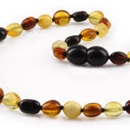 Baltic Amber Teething Necklace. Olive Multicolor Glossy 5mm - OL62