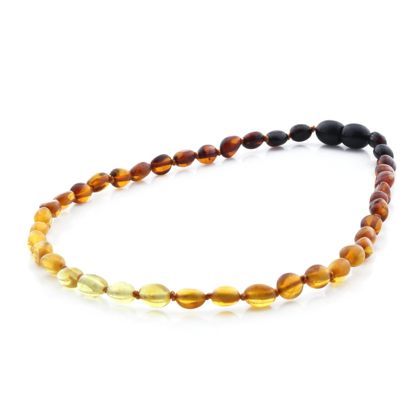 Baltic Amber Teething Necklace. Olive Rainbow Glossy 5mm - OL68