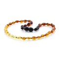 Rainbow Baltic amber olive baby necklace, 32cm