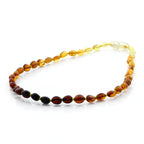 Baltic Amber Teething Necklace. Olive Rainbow Glossy 5mm - OL67