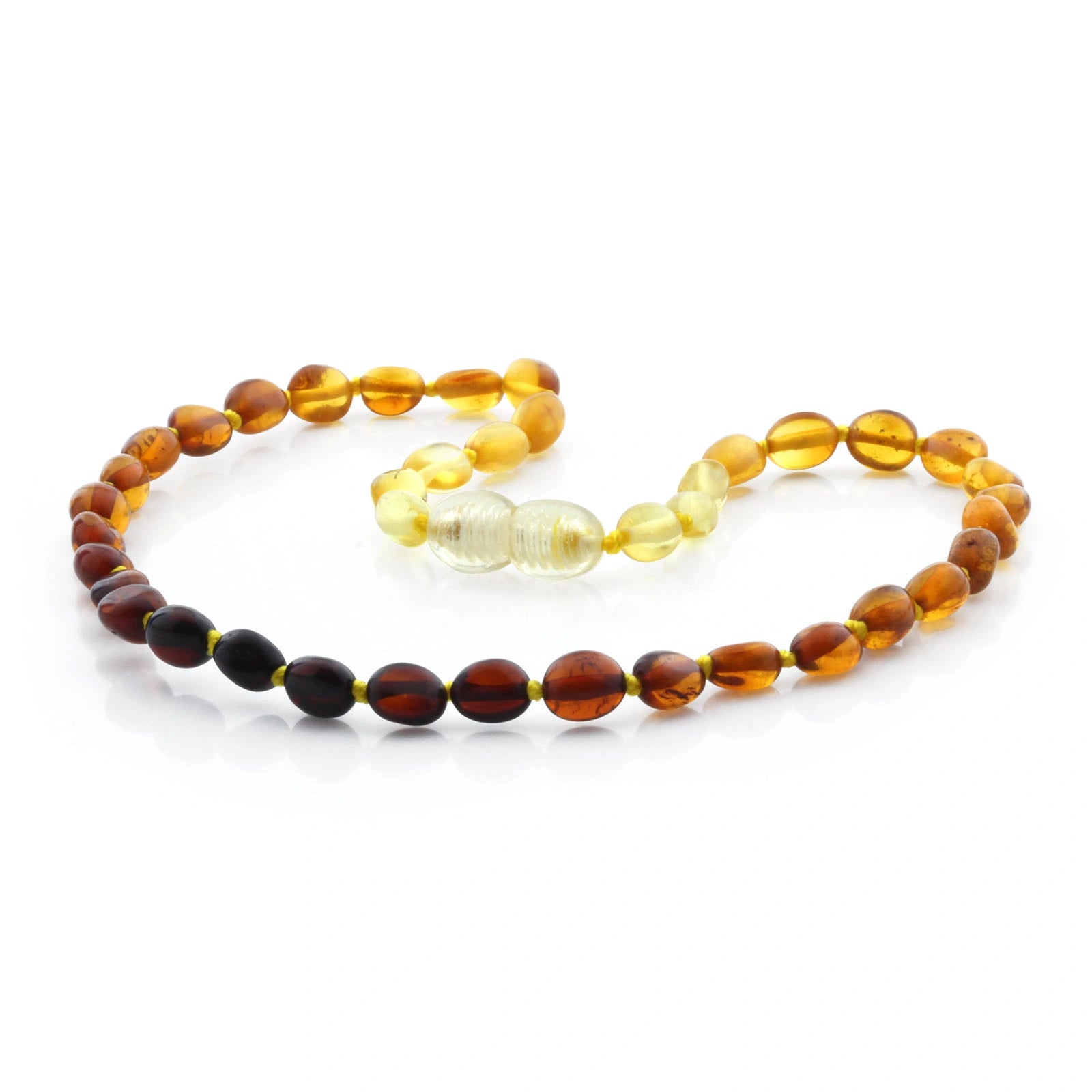 Baltic Amber Teething Necklace. Olive Rainbow Glossy 5mm - OL67