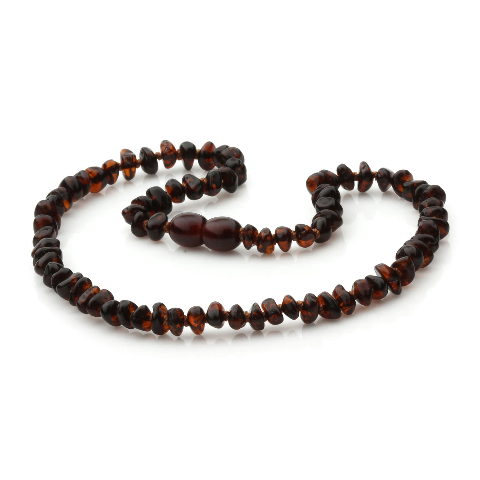 Baltic Amber Teething Necklace. Roundel Dark Cognac 5mm - RO55