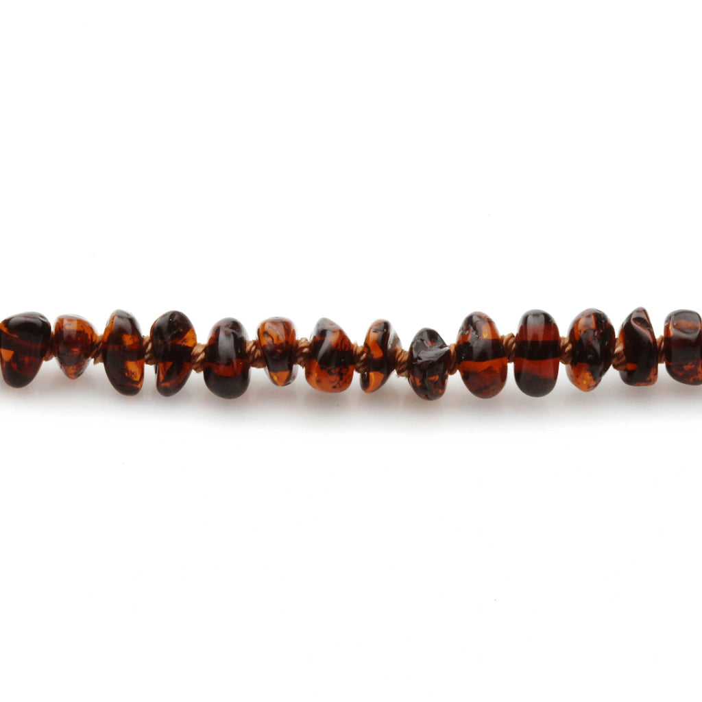 Baltic Amber Teething Necklace. Roundel Dark Cognac 5mm - RO55