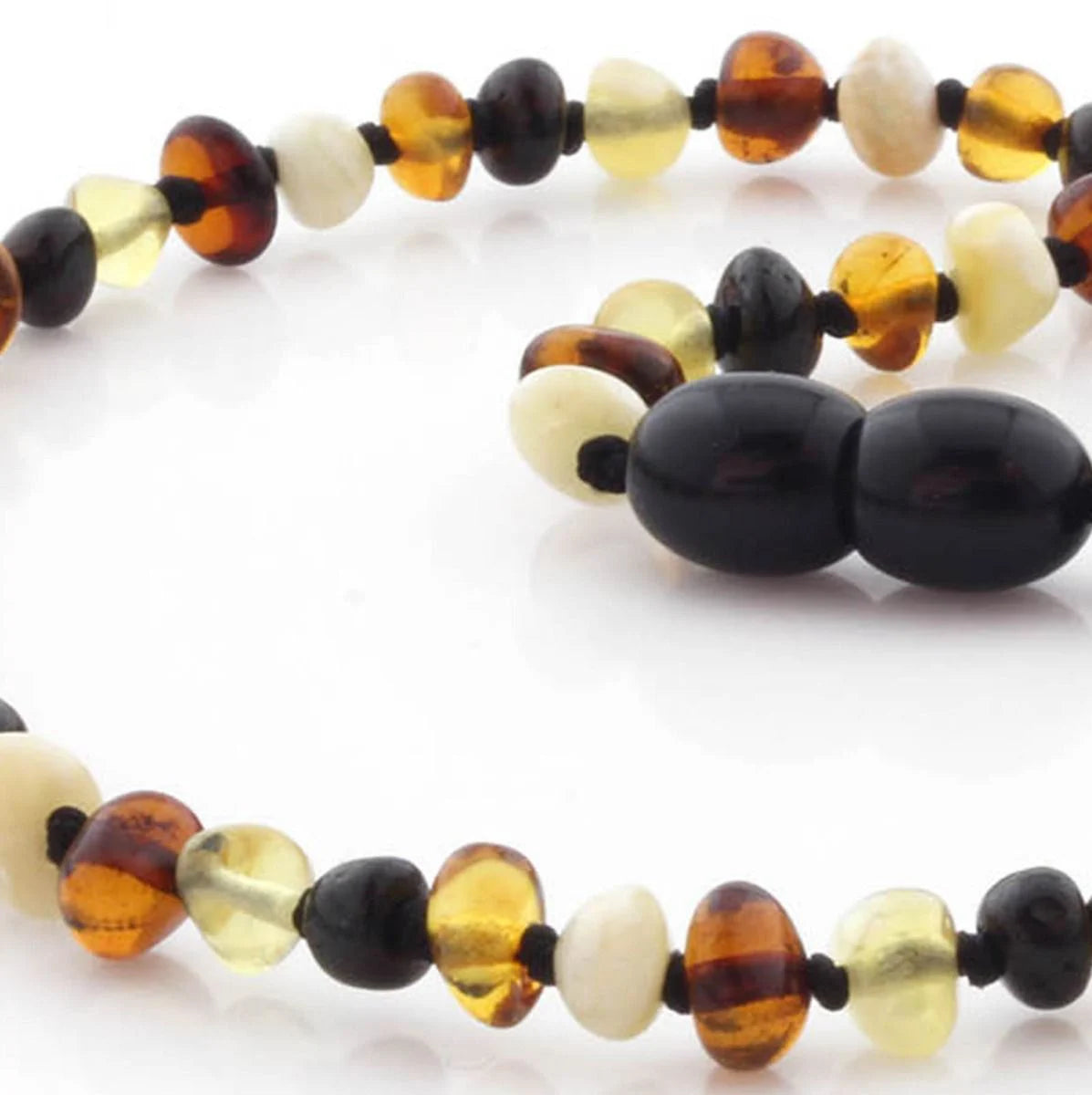 Baltic Amber Teething Necklace. Baroque Multicolour 4mm - BA42