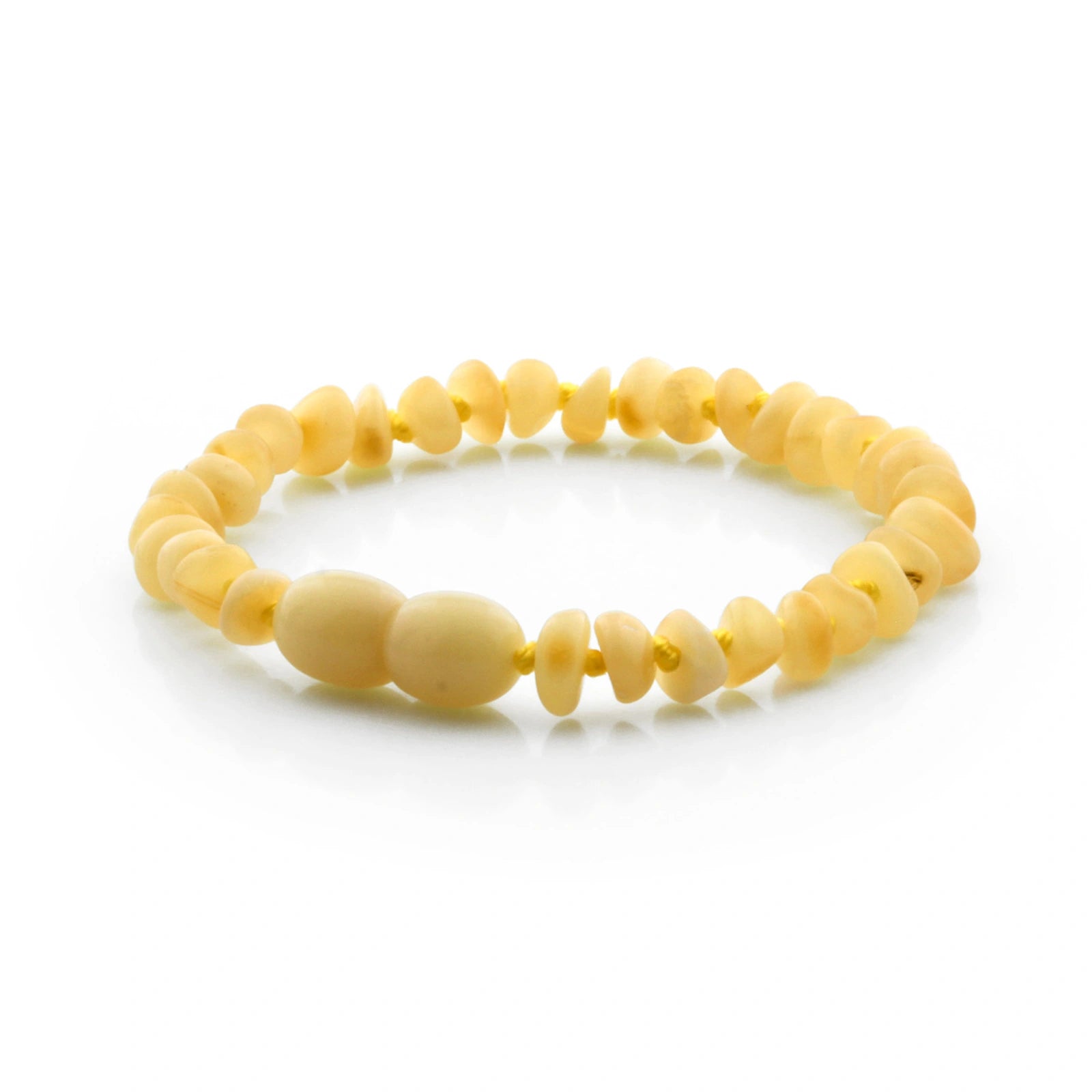 Baltic Amber Teething Bracelet. Roundel Milky Yellow 5mm - RO76