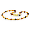 Baltic Amber Teething Necklace. Olive Multicolor Glossy 5mm - OL63