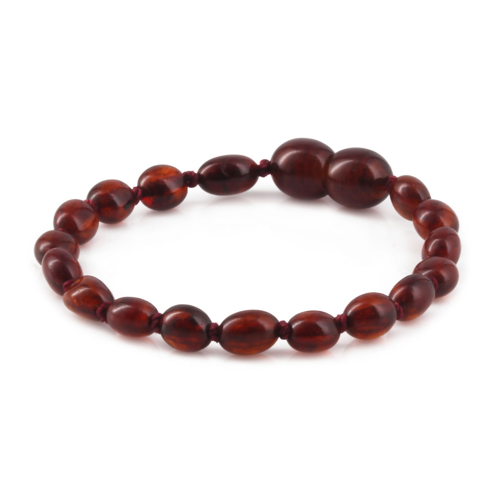 Baltic Amber Teething Bracelet. Olive Dark Cognac 5mm - XO54DC