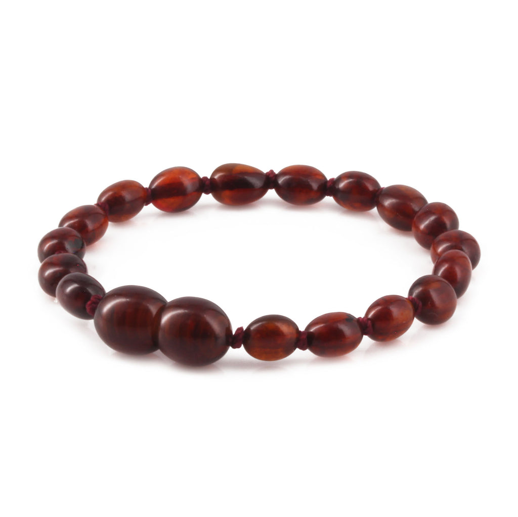 Baltic Amber Teething Bracelet. Olive Dark Cognac 5mm - XO54DC