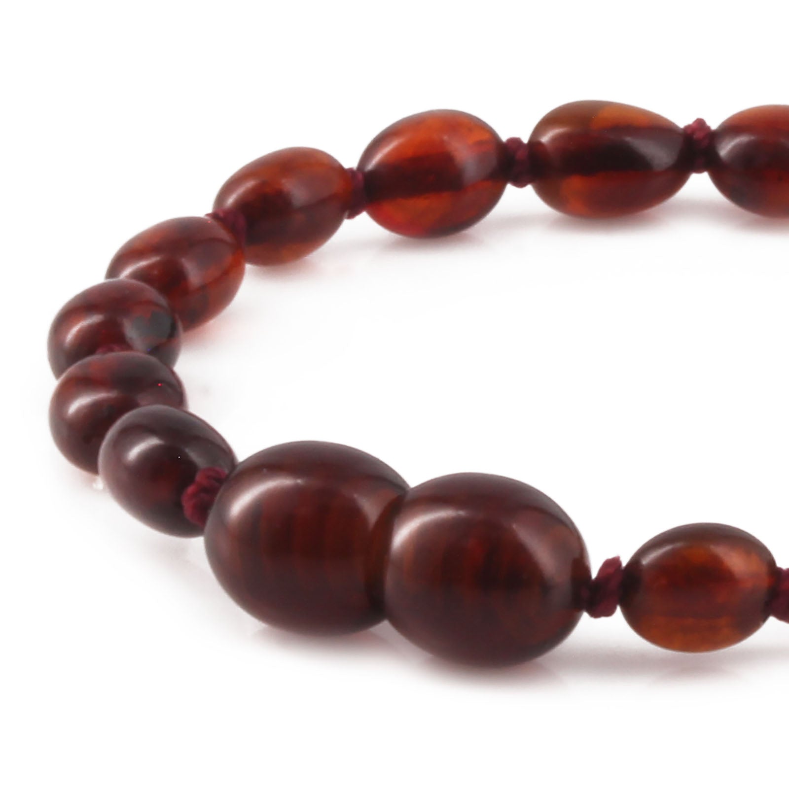 Baltic Amber Teething Bracelet. Olive Dark Cognac 5mm - XO54DC