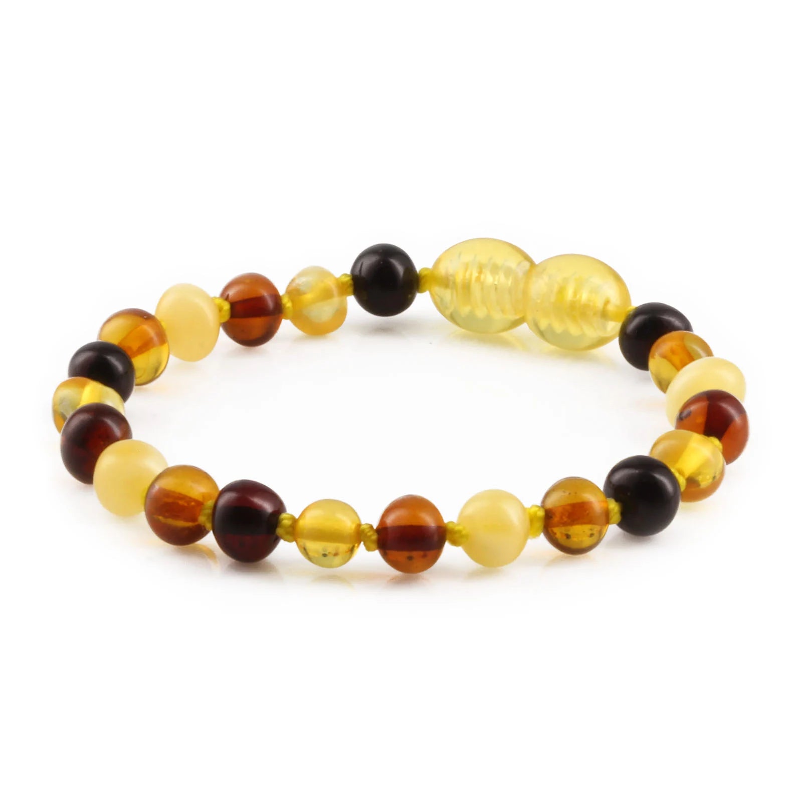Baltic Amber Teething Bracelet. Baroque Multicolour 5mm - XB54M1
