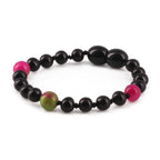 Baltic Amber Teething Bracelet with Pink Jade. Baroque 5mm - LE565