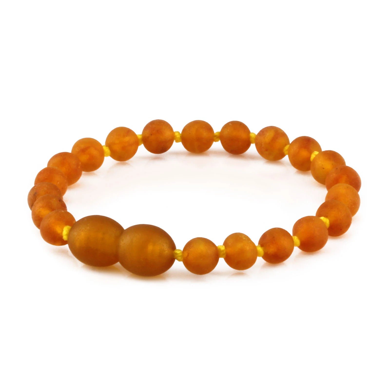 Baltic Amber Teething Bracelet. Baroque Light Cognac 5mm - XB54LCM-Y