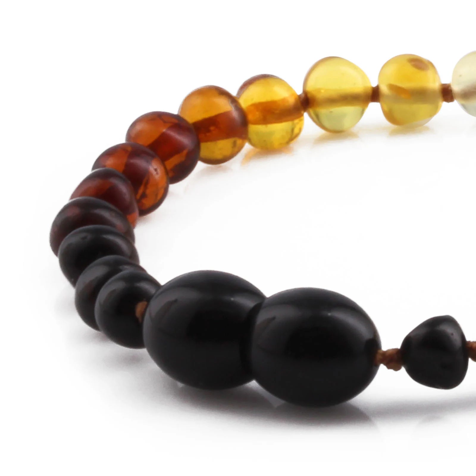 Baltic Amber Teething Bracelet. Baroque Rainbow 5mm - XB54R2
