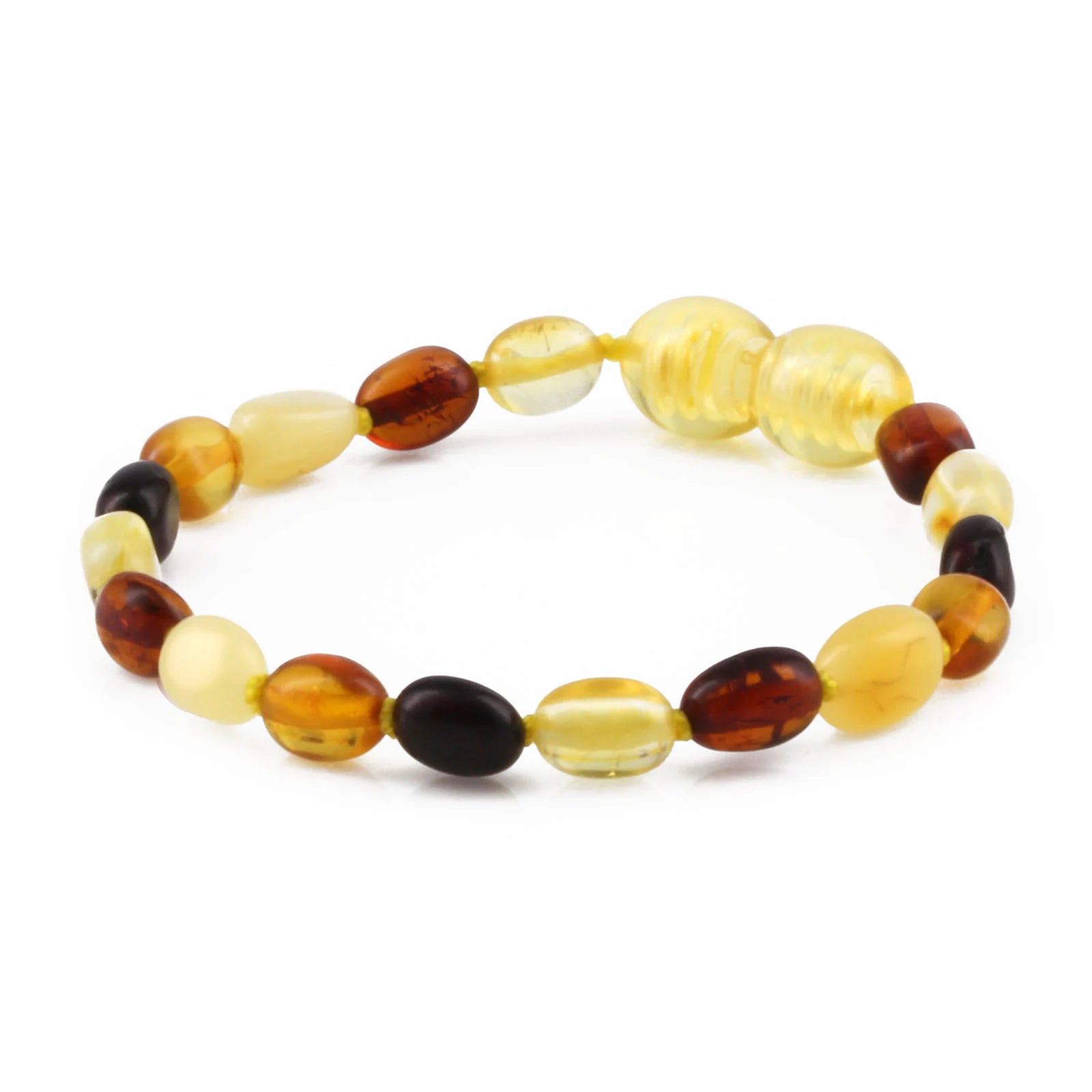 Baltic Amber Teething Bracelet. Olive Multicolour 5mm - XO54M1