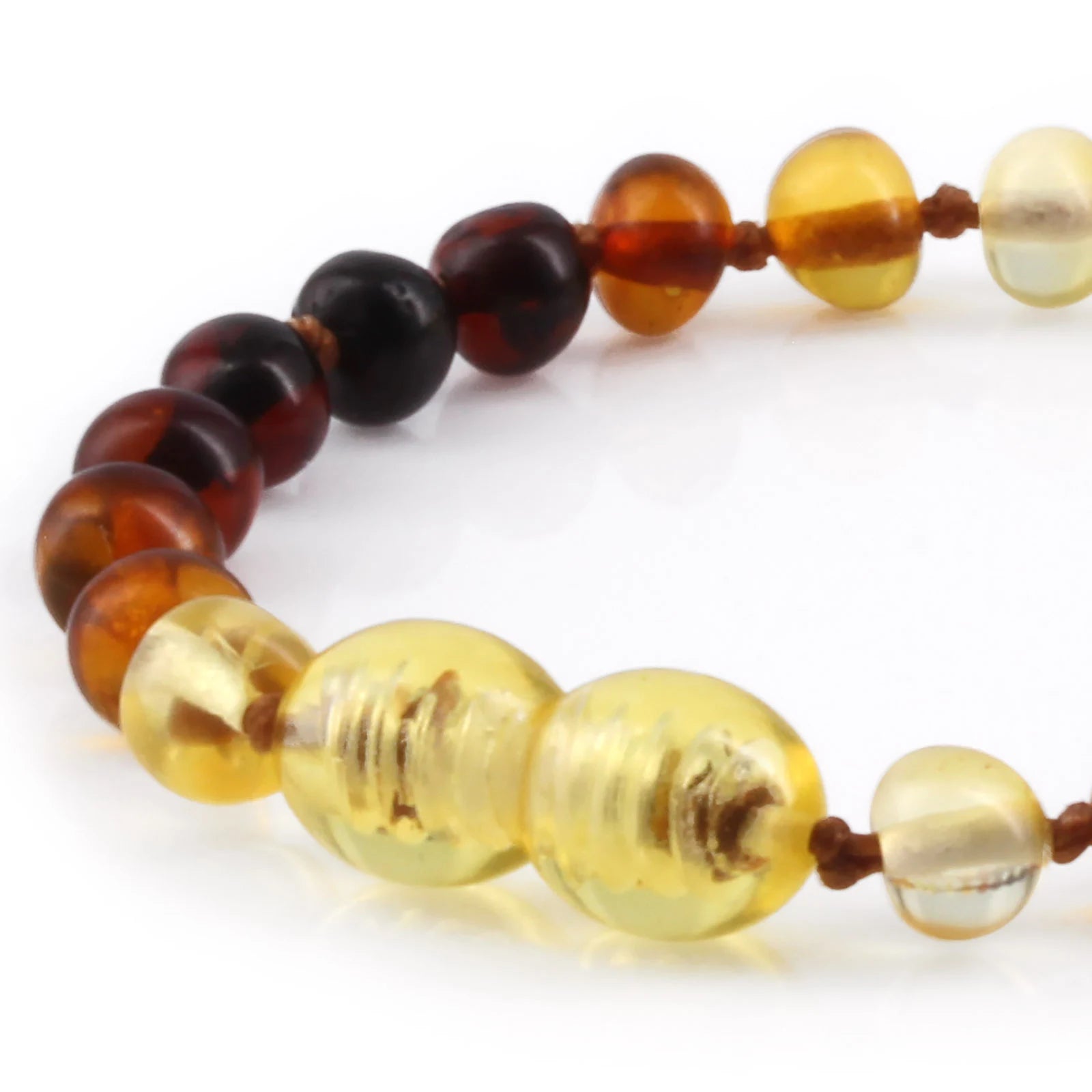 Baltic Amber Teething Bracelet. Baroque Rainbow 5mm - XB54RA1