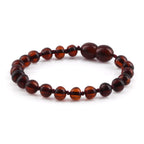 Baltic Amber Teething Bracelet. Baroque Dark Cognac 5mm - XB54DC