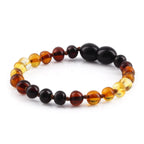 Baltic Amber Teething Bracelet. Baroque Rainbow 5mm - XB54RA2