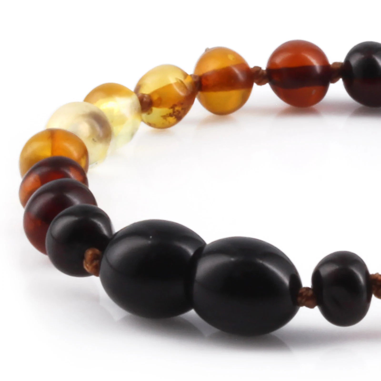 Baltic Amber Teething Bracelet. Baroque Rainbow 5mm - XB54RA2