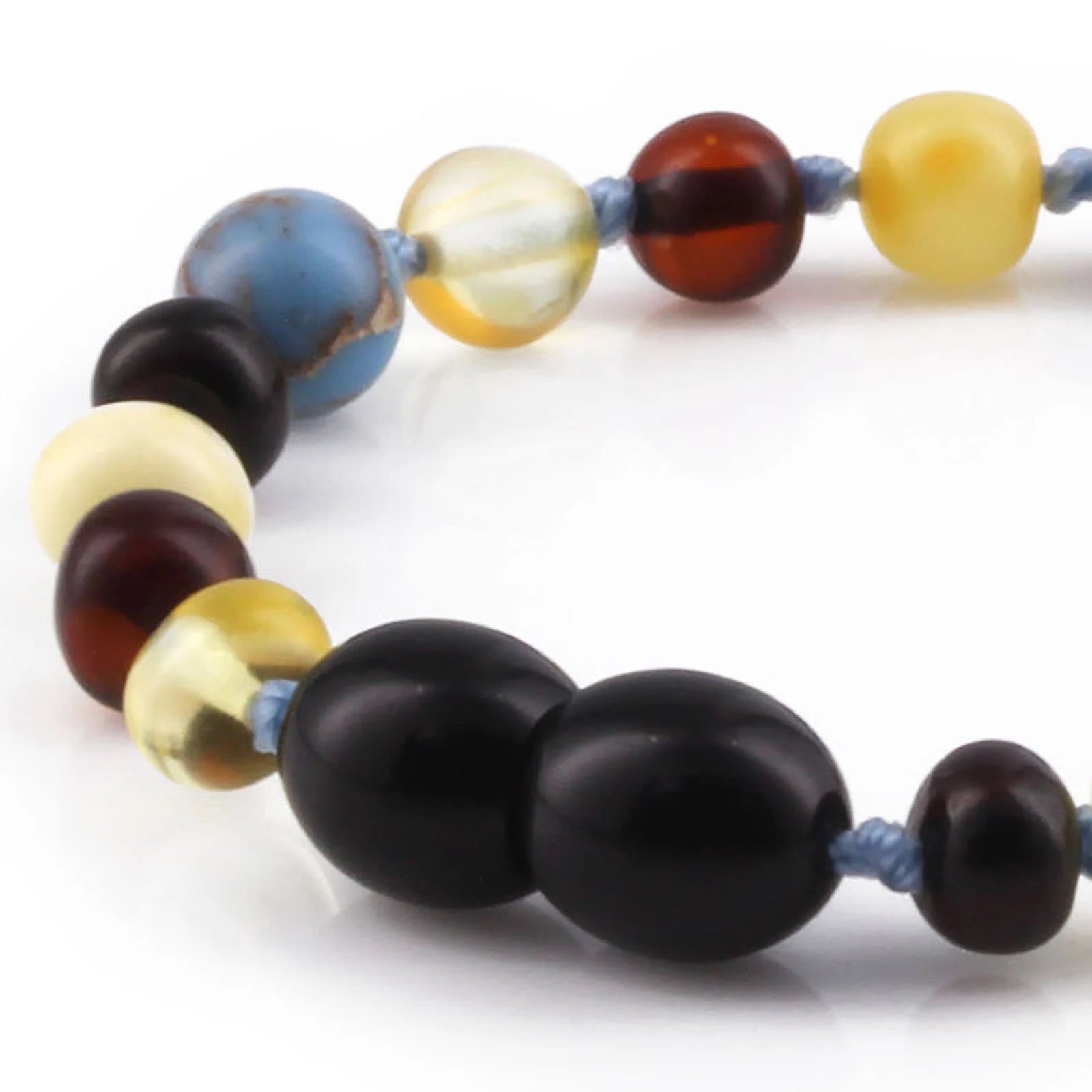 Baltic Amber Teething Bracelet with Sky Blue Imperial Jasper. Baroque 5mm - LE466