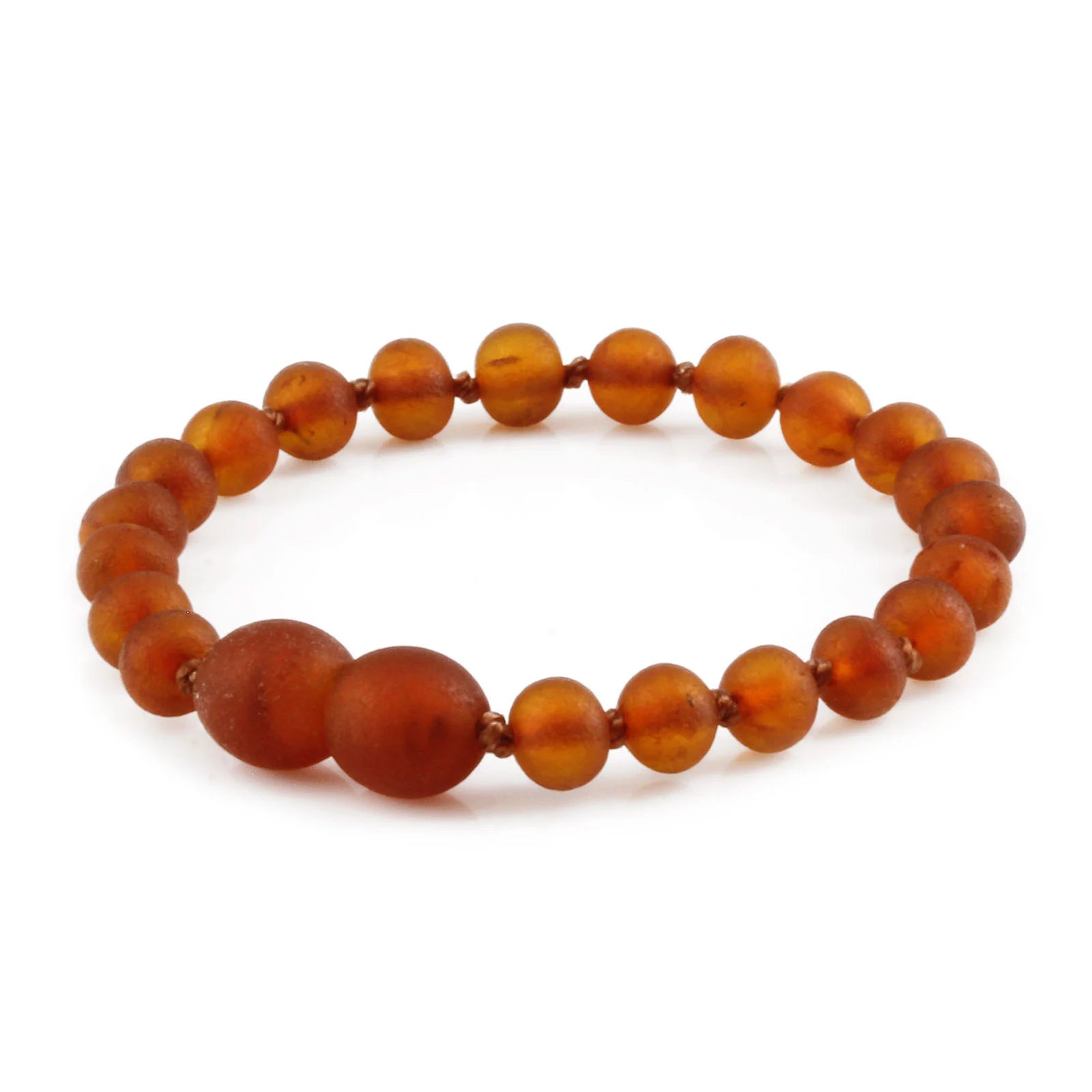 Baltic Amber Teething Bracelet. Baroque Light Cognac 5mm - XB54LCM