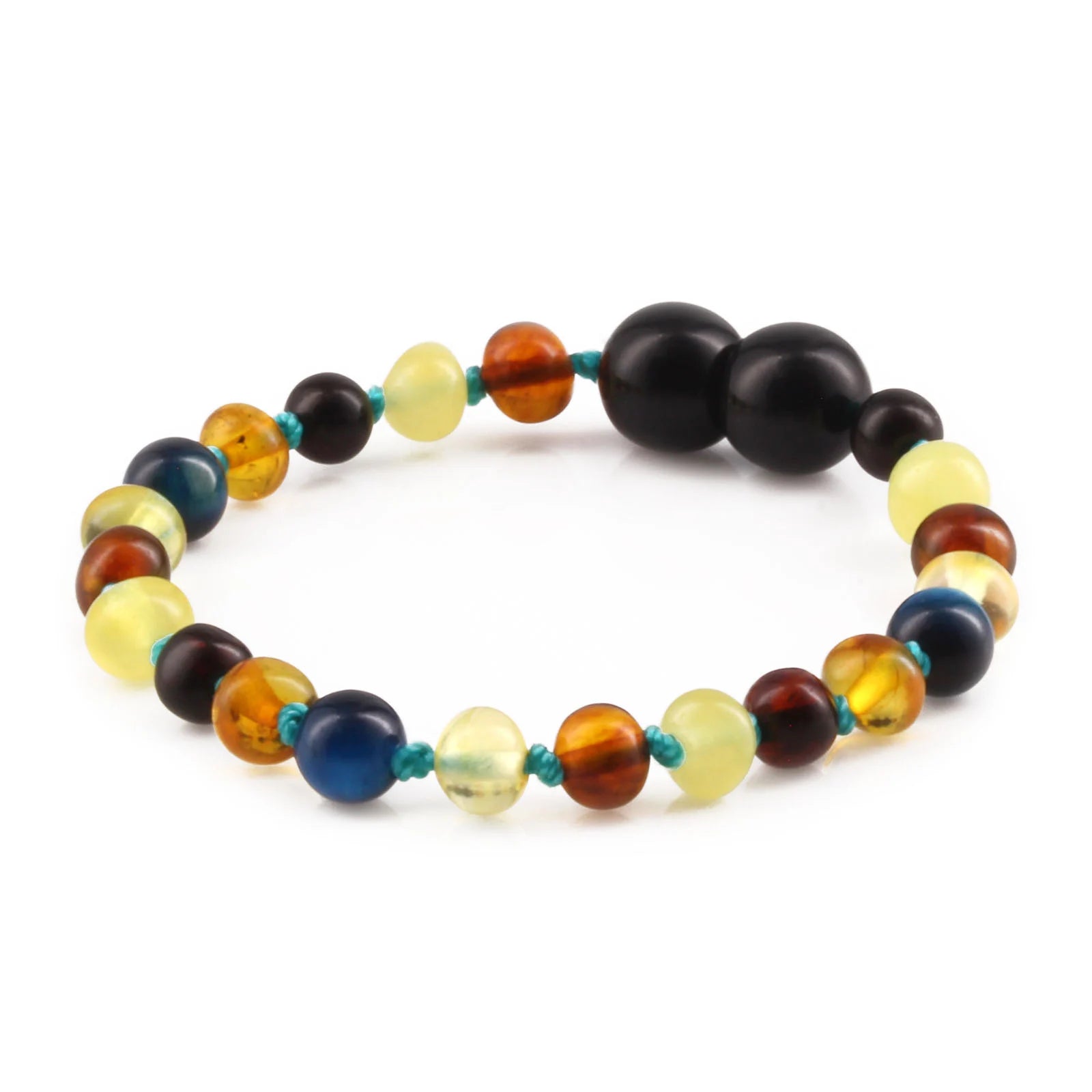 Baltic Amber Teething Bracelet with Blue Tiger Eye. Baroque 5mm - LE463 V2