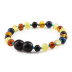 Baltic Amber Teething Bracelet with Blue Tiger Eye. Baroque 5mm - LE463 V2
