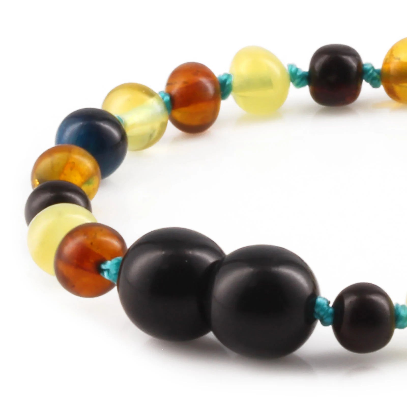 Baltic Amber Teething Bracelet with Blue Tiger Eye. Baroque 5mm - LE463 V2