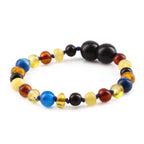 Baltic Amber Teething Bracelet with Blue Lace Agate. Baroque 5mm - LE464 V3