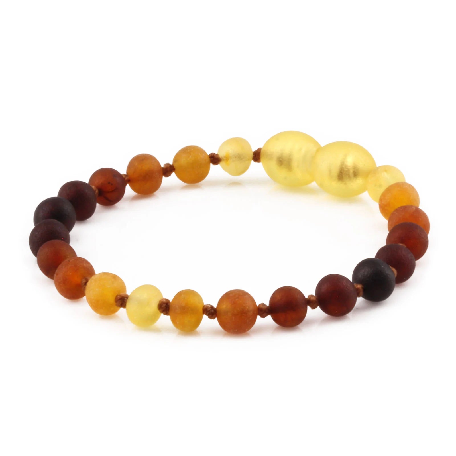 Baltic Amber Teething Bracelet. Baroque Rainbow 5mm - XB54RA1M
