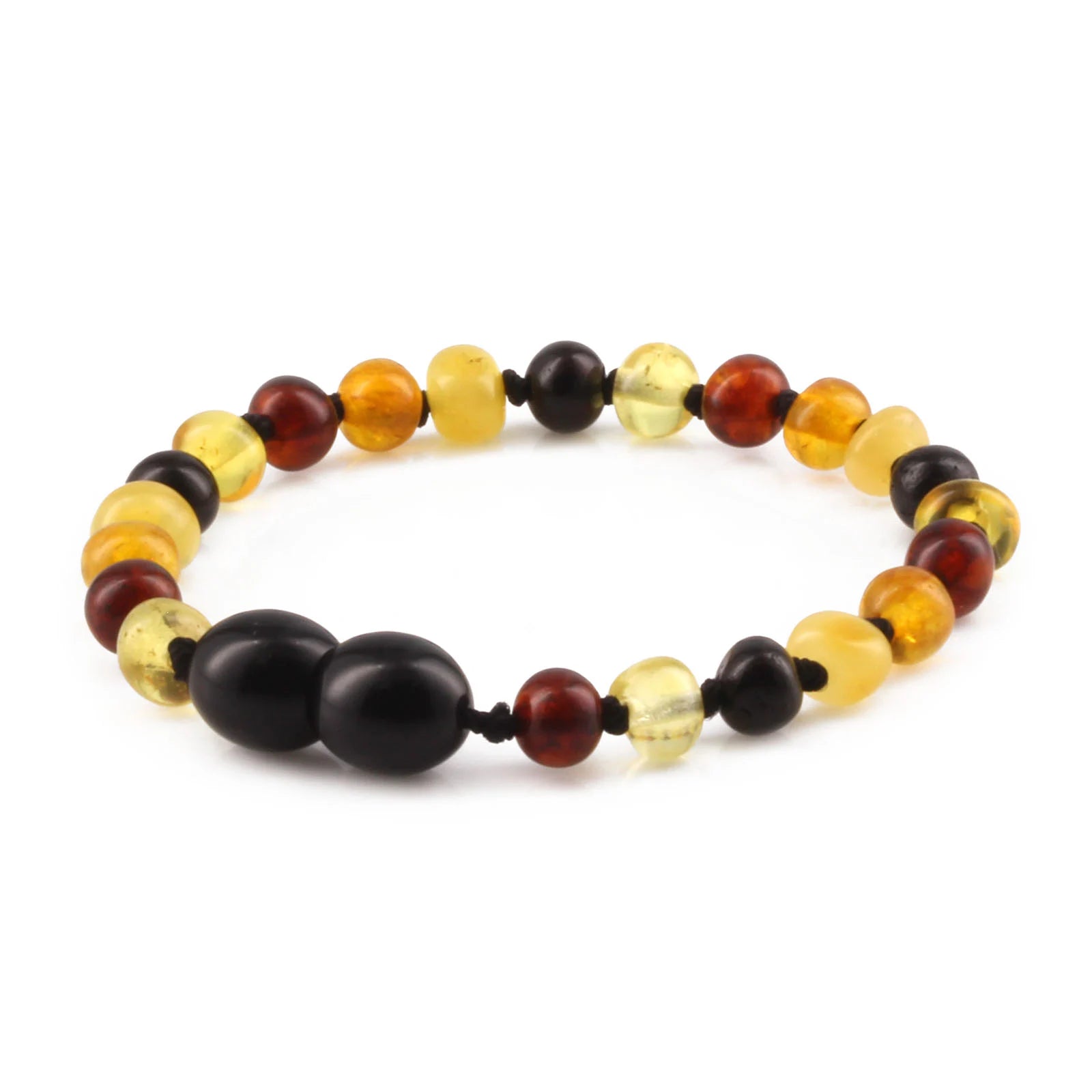 Baltic Amber Teething Bracelet. Baroque Multicolour 5mm - XB54M2