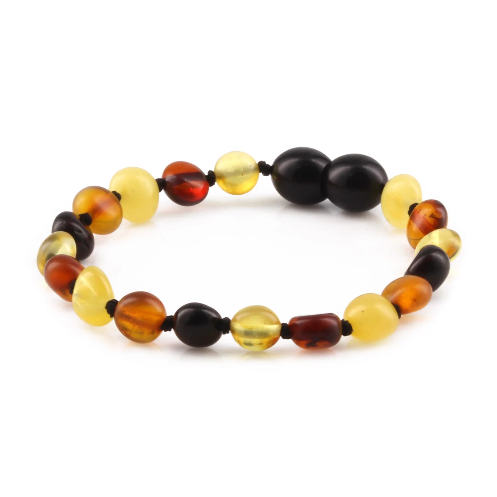 Baltic Amber Teething Bracelet. Side Drill Multicolour 6mm - XS64M2