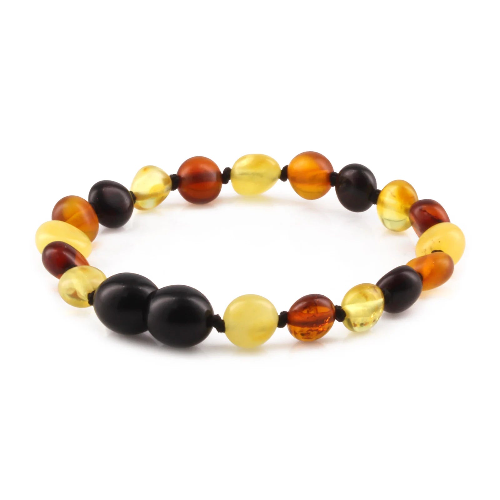 Baltic Amber Teething Bracelet. Side Drill Multicolour 6mm - XS64M2
