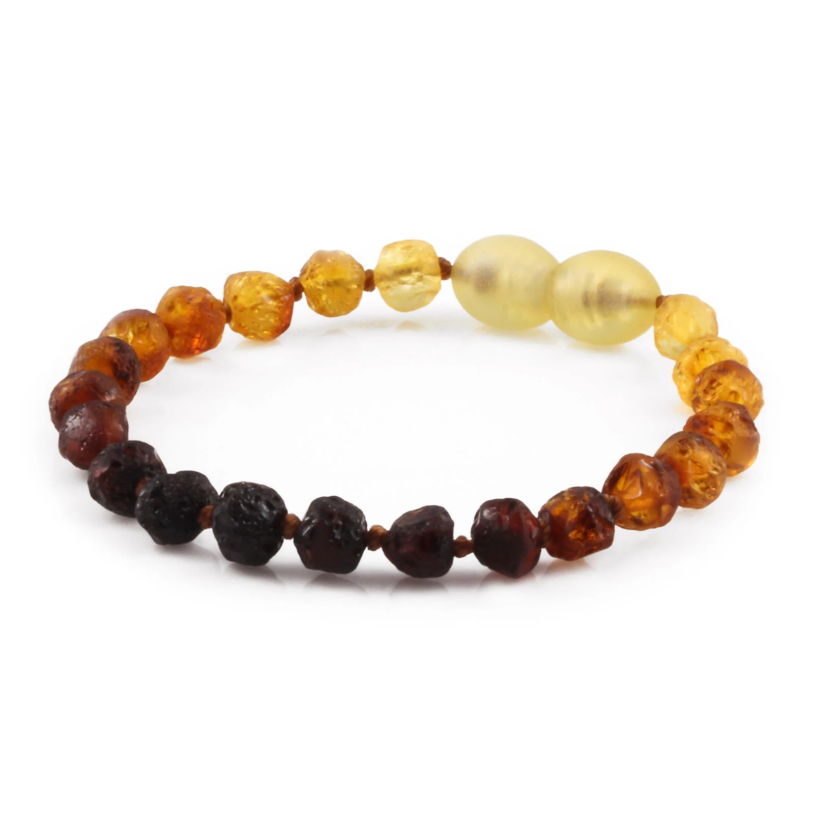Baltic Amber Teething Bracelet. Baroque Rainbow 5mm - XB55R1-RAW