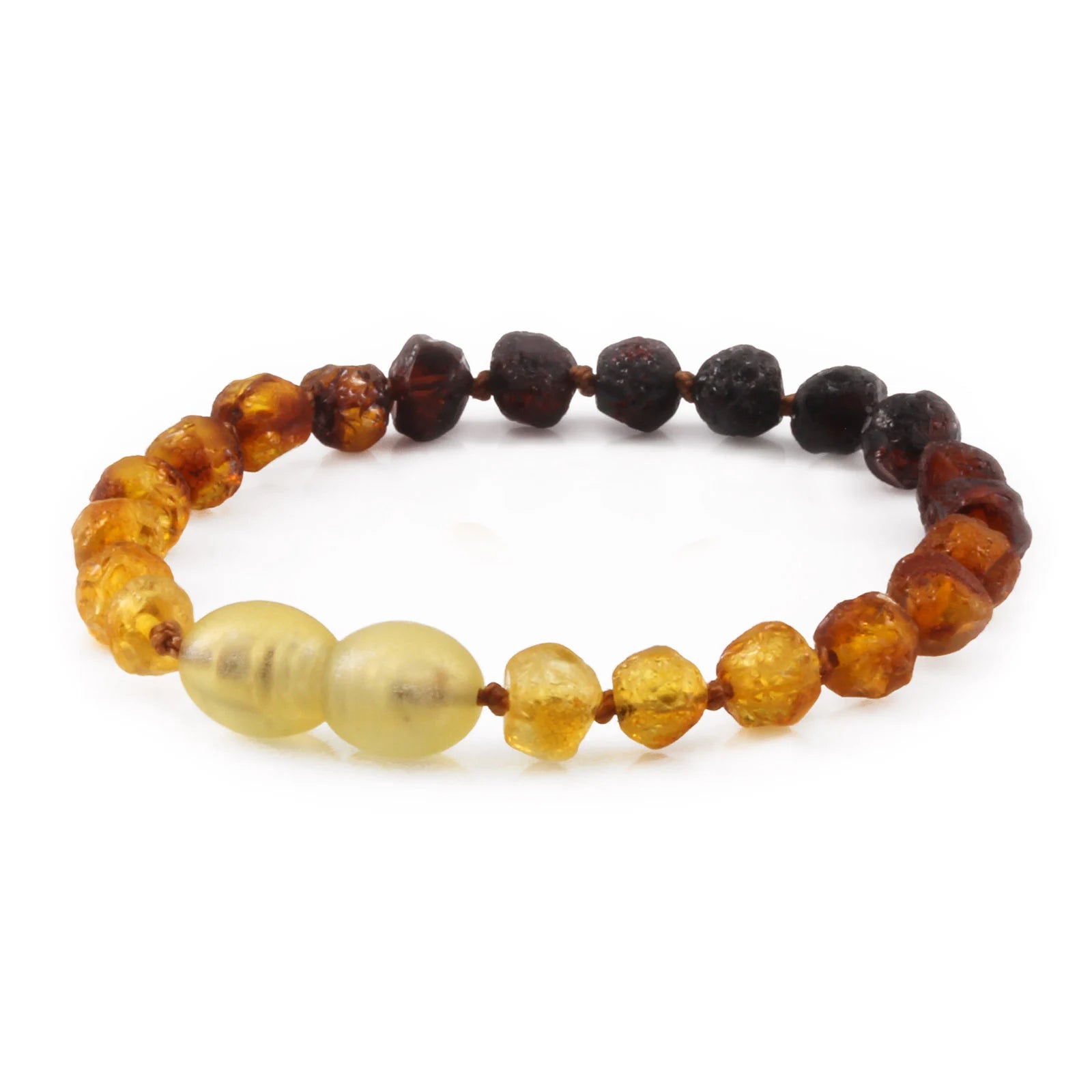 Baltic Amber Teething Bracelet. Baroque Rainbow 5mm - XB55R1-RAW